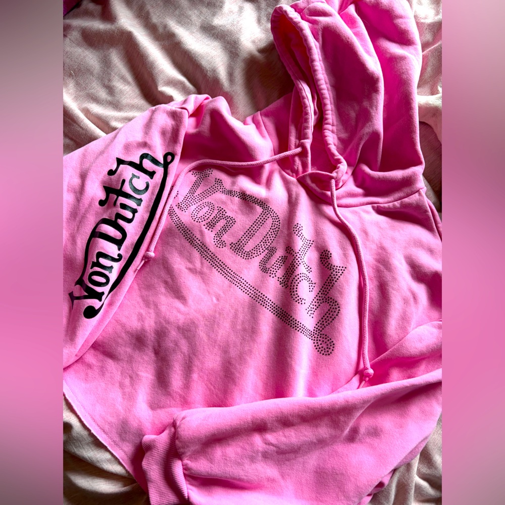 Von Dutch Pink cropped Hoodie